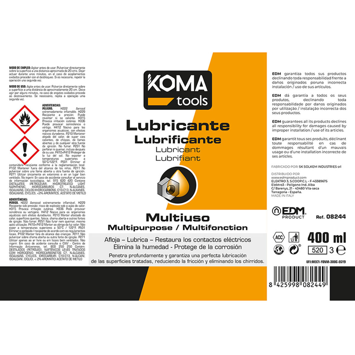 Λιπαντικό Πολλαπλών χρήσεων Koma Tools Spray 400 ml